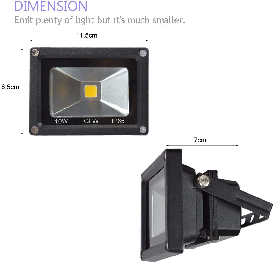 Hjemix | Glw 10W Led Flomlys 2 Pakke - Varm Hvit Utendørslys, 750Lm, Halogen Ekvivalent