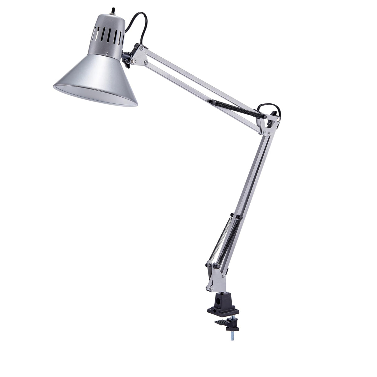 Hjemix | Bostitch Office Vlf100-Slv Svingarm Skrivebordslampe Med Klemfeste, 36" Rekkevidde Med Multi-ledd Justering, Inkluderer Utbyttbar Led Lyspære (Vlf), Sølv