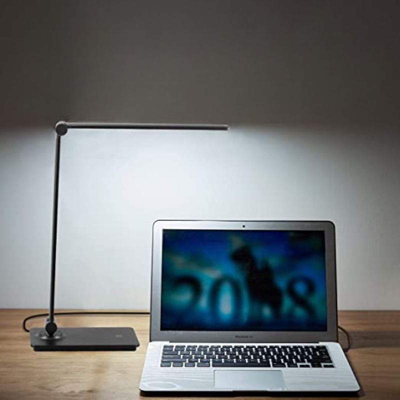 Hjemix | LED skrivepultlampe, berøringskontroll skrivepultlampe med 3 lysstyrkenivåer, dimbar skrivebordlampe med justerbar arm, sammenleggbar bordlampe for skrivebord soverom nattbord kontor