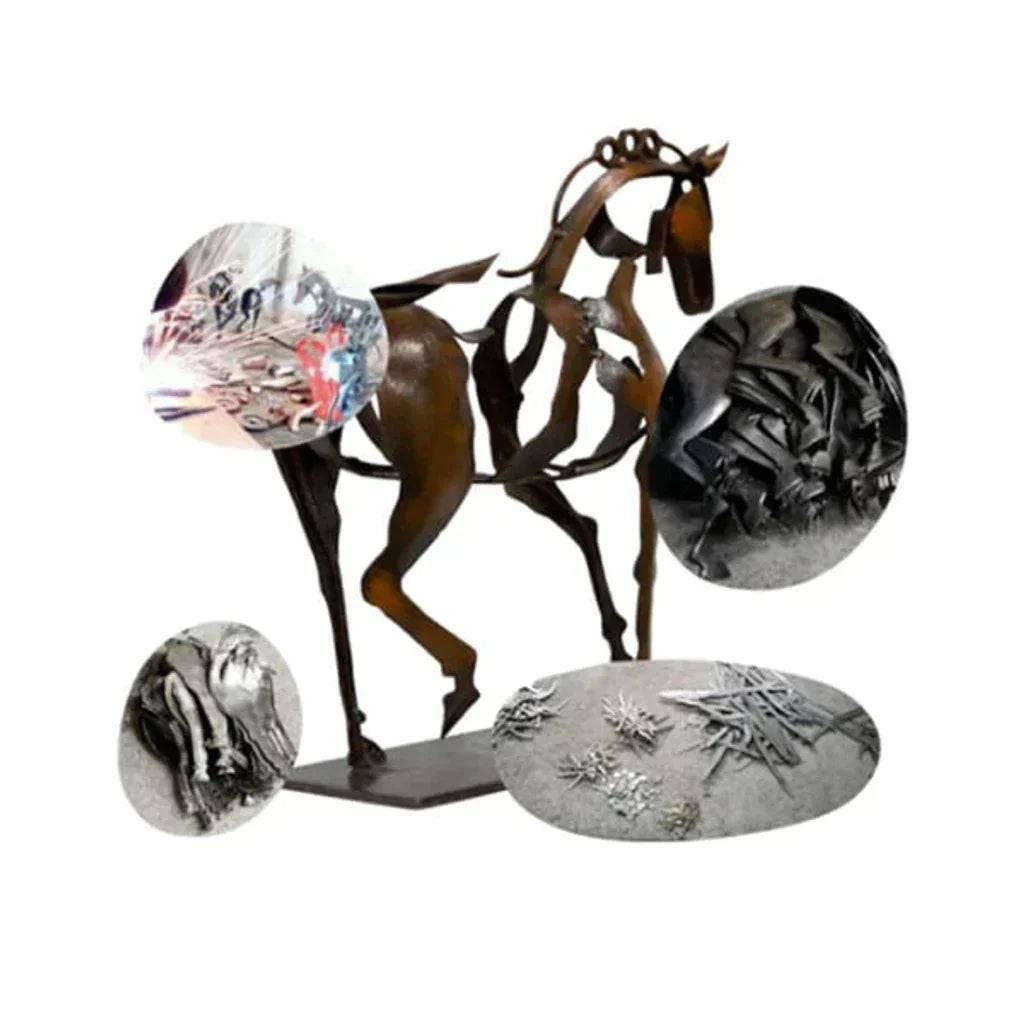 Hjemix | Hest Skulptur - AdonisMetal - Rustikk Eleganse - Tidløst Dekorativt Stykke