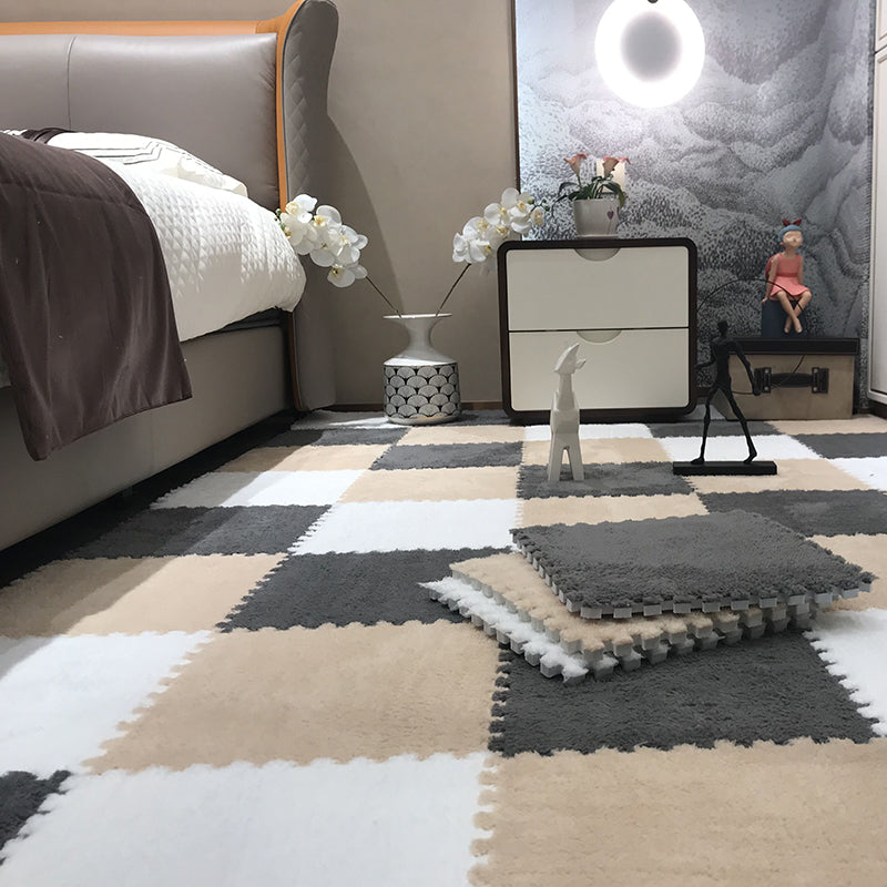 Hjemix | Fargefading Resistant Teppeflis Solid Color Interlocking Teppeflis