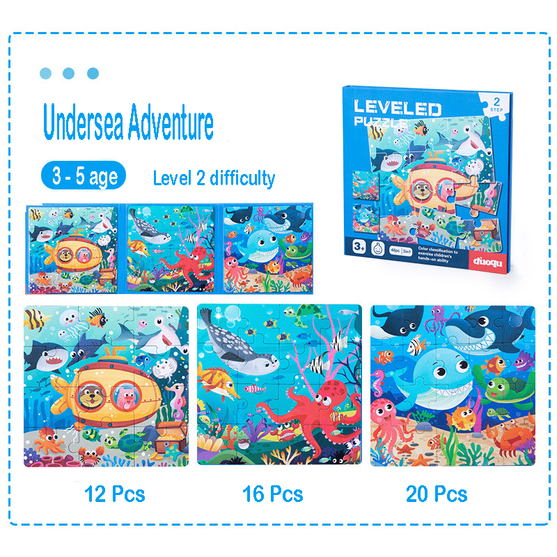 Hjemix | Tre 3-i-1 Magnetisk Avansert Falt Puslespill