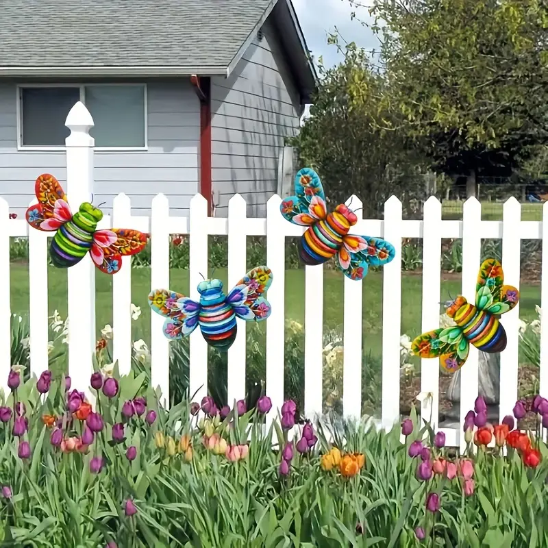 Hjemix | Iron Bee Art Sculpture Hengende Veggdekorasjoner for Hage