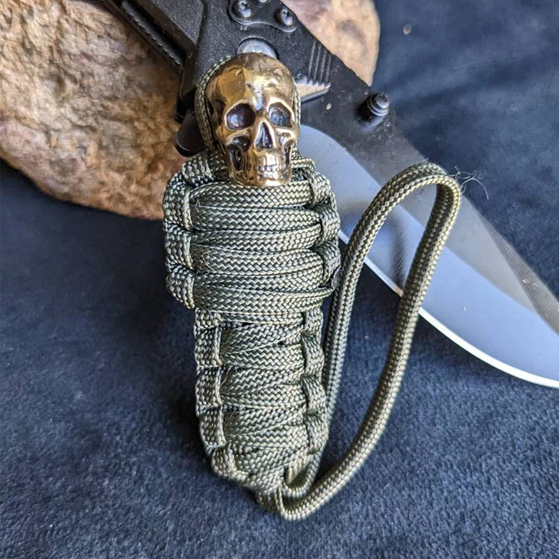 Hjemix | Paracord nøkkelring mumie messing hodeskalle