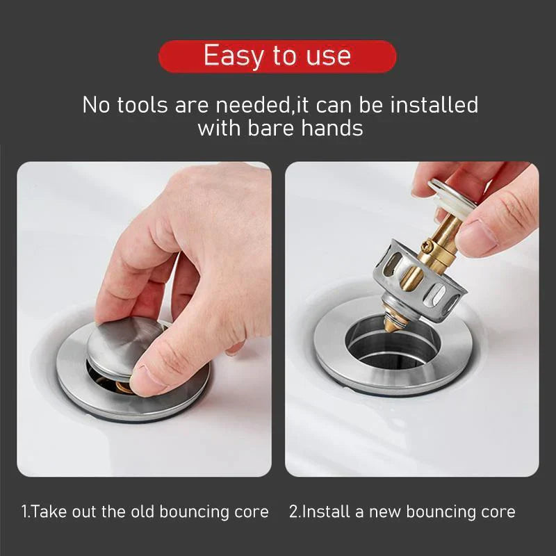 Hjemix | Universal Rustfritt Stål Pop-up Dreneringsfilter