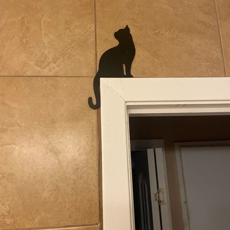Hjemix | Svart katt dør hjørneskilt dekorasjon