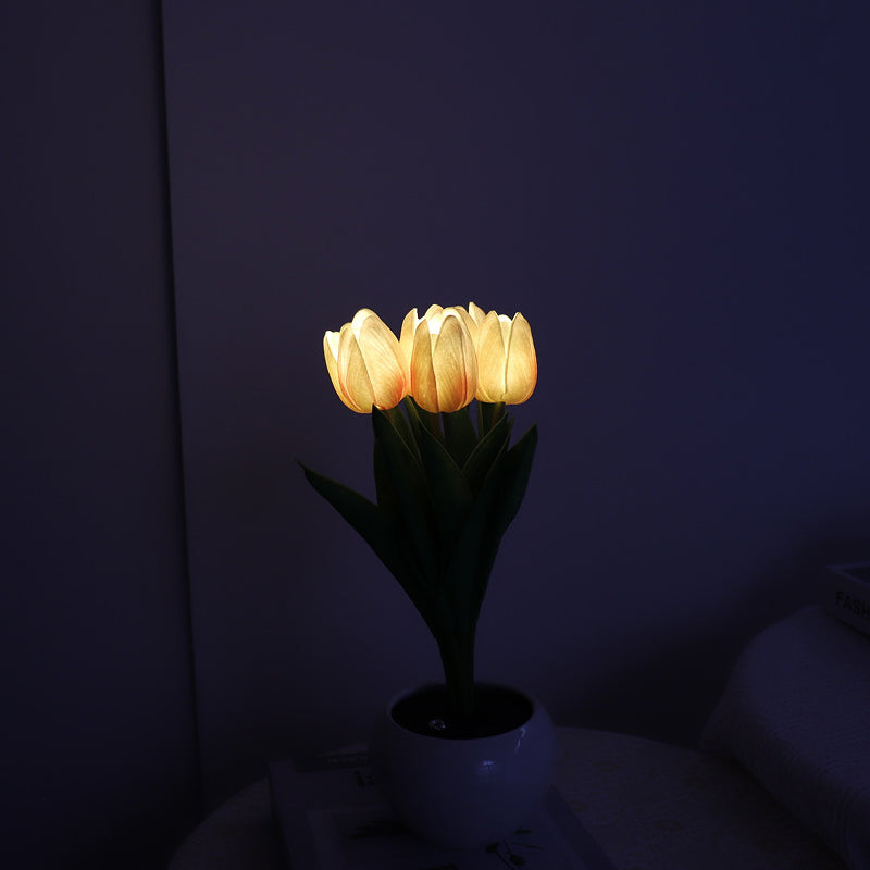 Hjemix | LED Tulipan Nattbordlampe Blomster Bordlampe