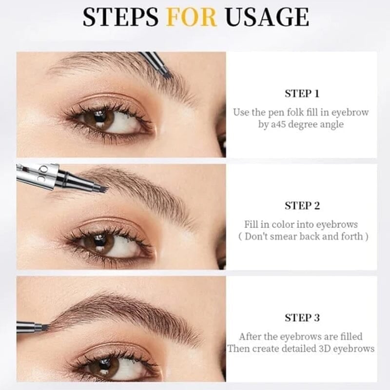 Hjemix | 3D Vanntett Microblading Brynpen 4 Gaffeltip Tatoveringsblyant