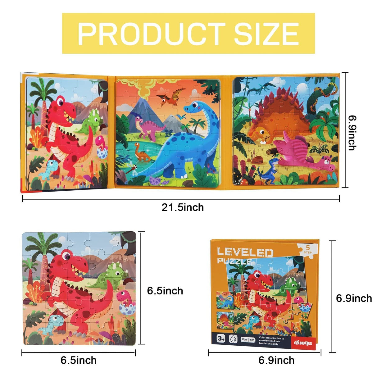 Hjemix | Tre 3-i-1 Magnetisk Avansert Falt Puslespill