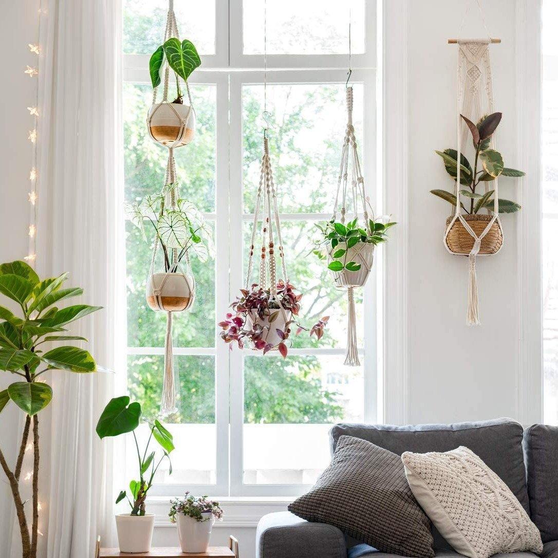 Hjemix | 4-delt håndlaget Boho makramee planteholder sett