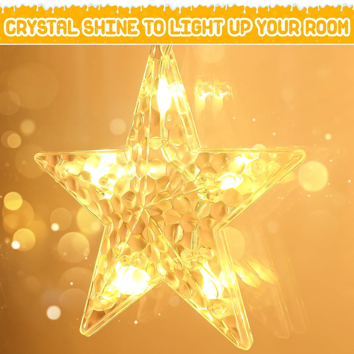 Hjemix | Quntis 2Pcs 95cm Store Storelys, 84LED 12 Stjerner Batteridrevne Jule Silhouette Funklende Stjerne Lys med Timer Minne, 8 Moduser Jule Innendørs Utendørs Hengende Dekorasjon, Varm Hvit