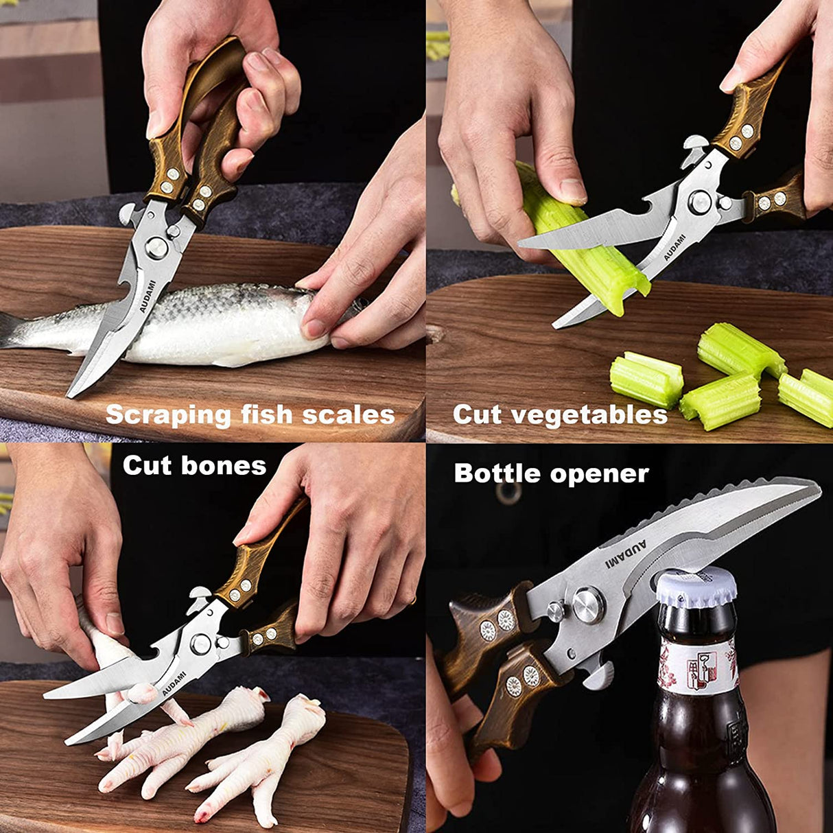 Hjemix | Kjøkken Saks Tungduty Kjøkken Saks Sett 2-Pack, Fjærfe Saks Tungduty Profesjonell Rask