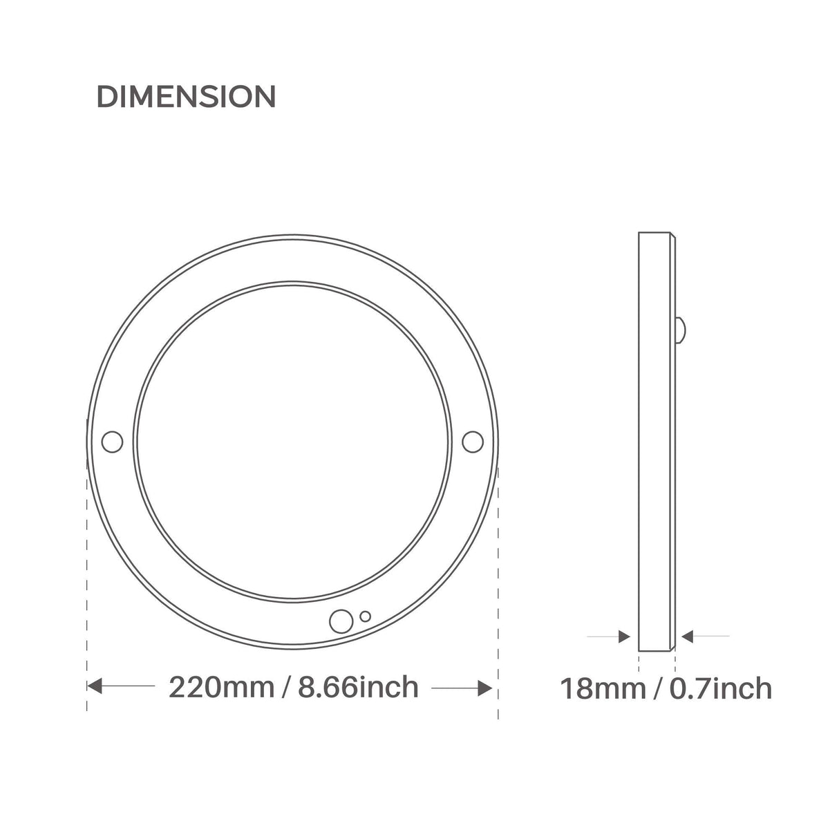 Hjemix | Sincelight Pir Led Bevegelsessensor Taklampe, 18W Ultrathin, Varm Hvit, Skumringslys