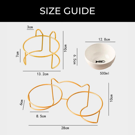 Hjemix | Lavterskel keramisk kattematbolle med stativ