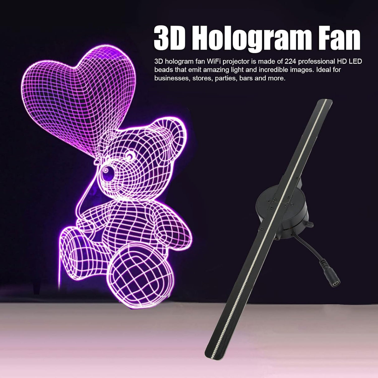 Hjemix | 3D Hologram LED Vifteprosjektor