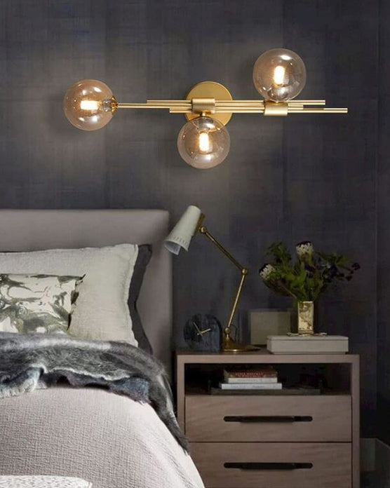 Hjemix | 3 Hode Glass Ball Vegglampe - Amber