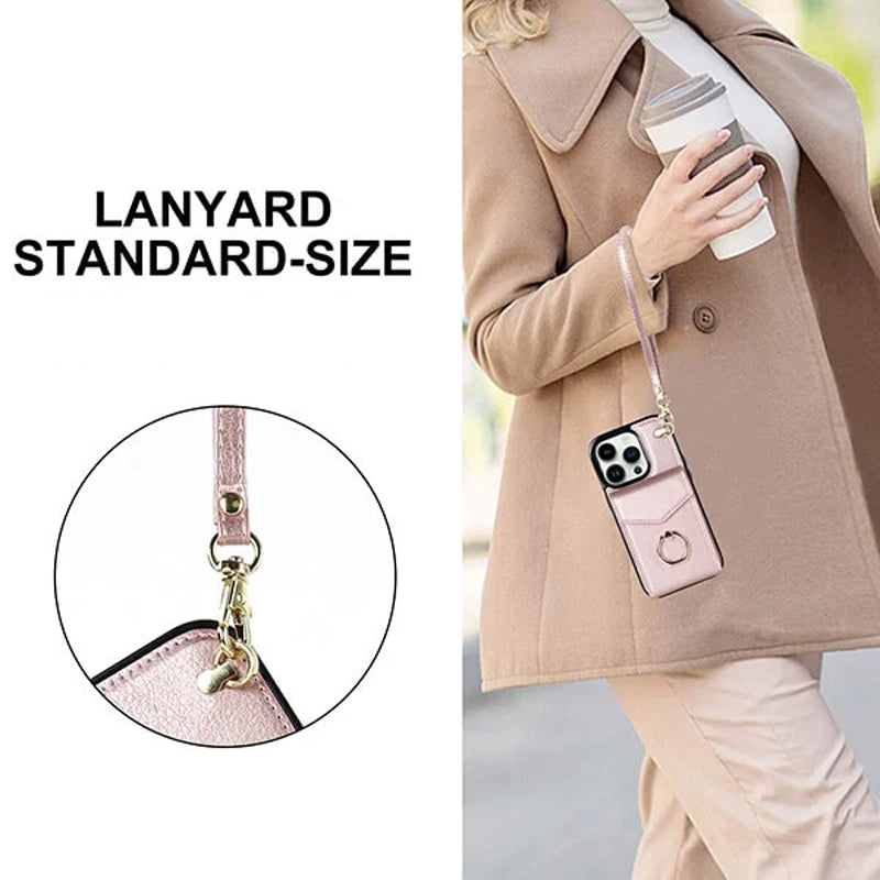 Hjemix | Læderlommebok med ring og snor for iPhone