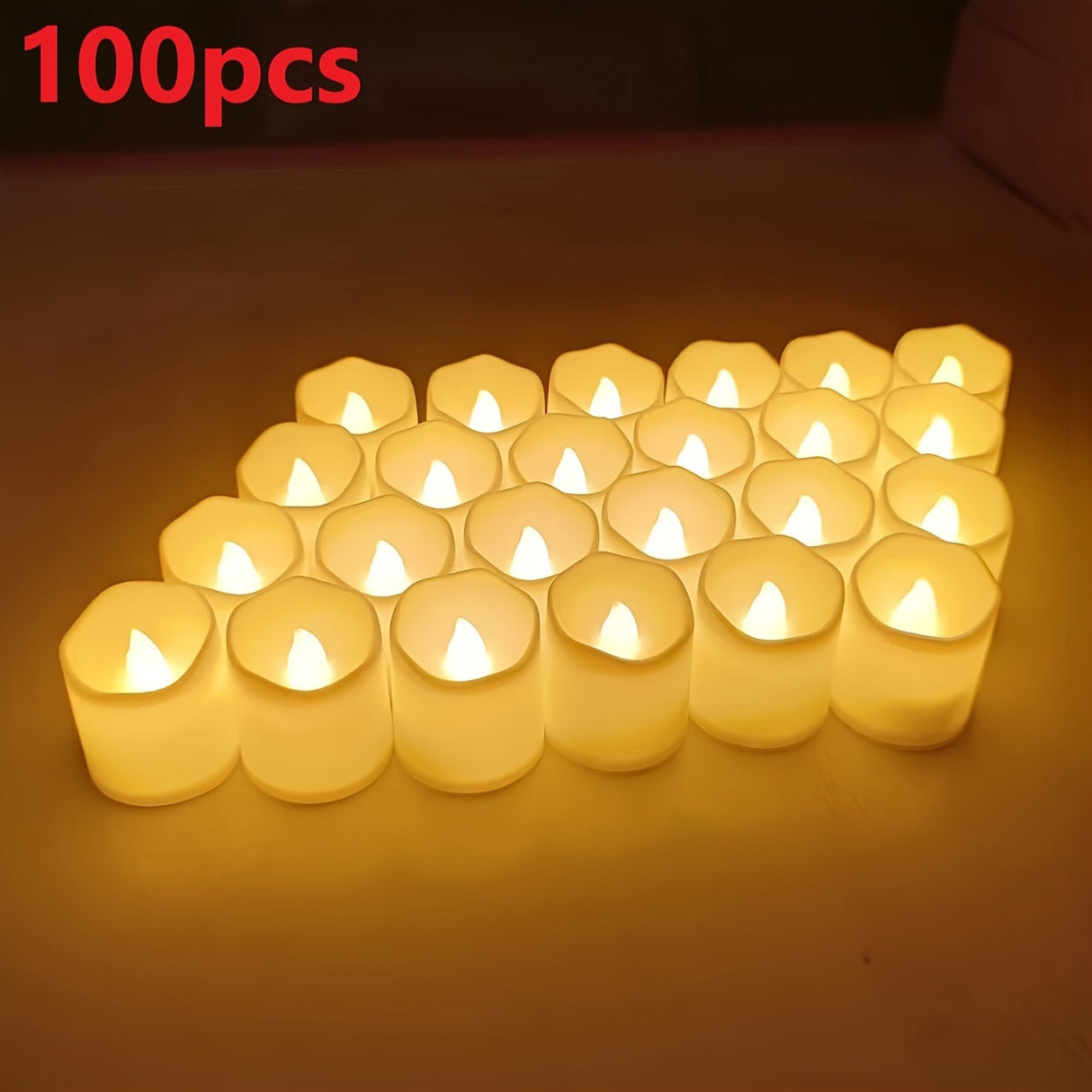 Hjemix | 24/50/100 Pakke flammefrie LED-lys – batteridrevne flimrende tealights, røkfrie og romantiske for bryllup og forlovelser