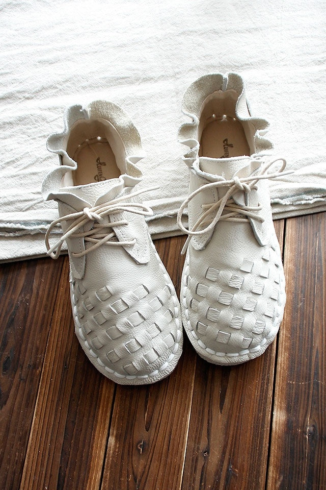 Hjemix | Retro Kunstnerisk Ekte Lær Kvinne Sko