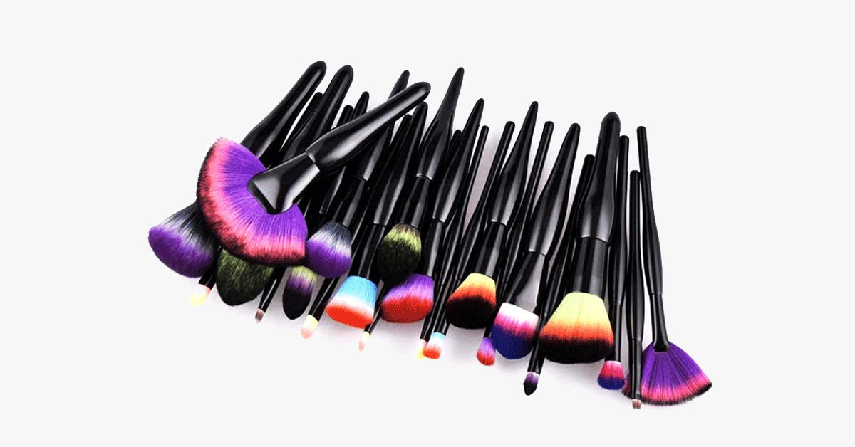 Hjemix | Midnight Rainbow Makeup Brush Set of 22 - Legg til et sprut av farge til sminkebordet ditt
