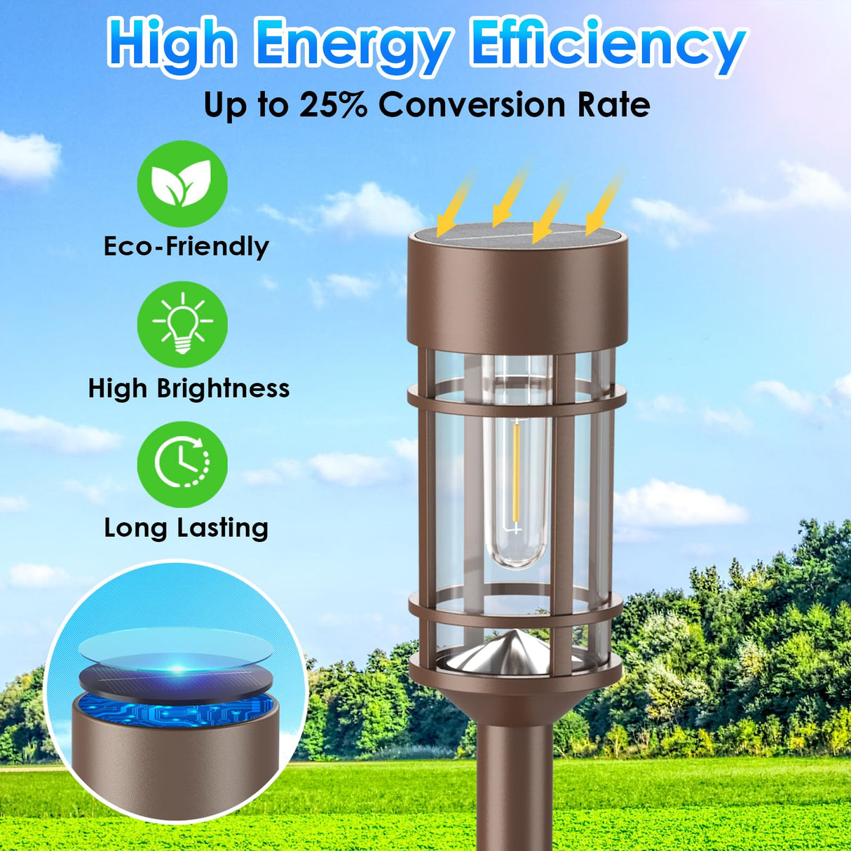 Hjemix | Mancra 8 Pakke Solenergi Utendørslys, Ip65 Vanntett, Lys For Terrasse, Plen, Og Hage