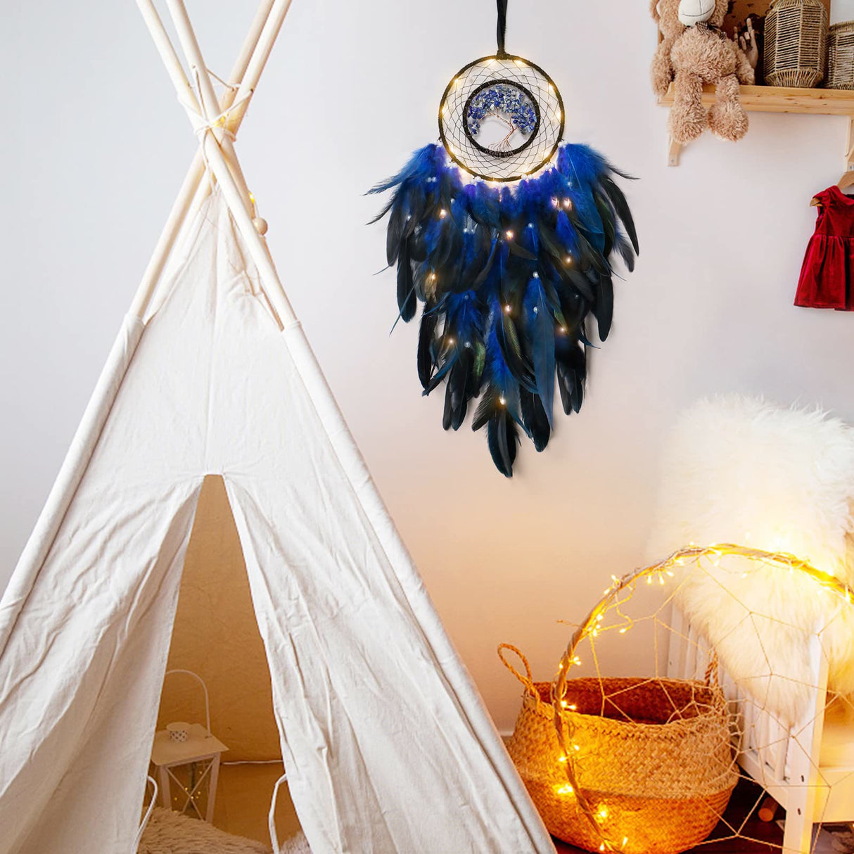 Hjemix | Frendorf Krystall Livets Tre Fjær Glød Drømmefanger