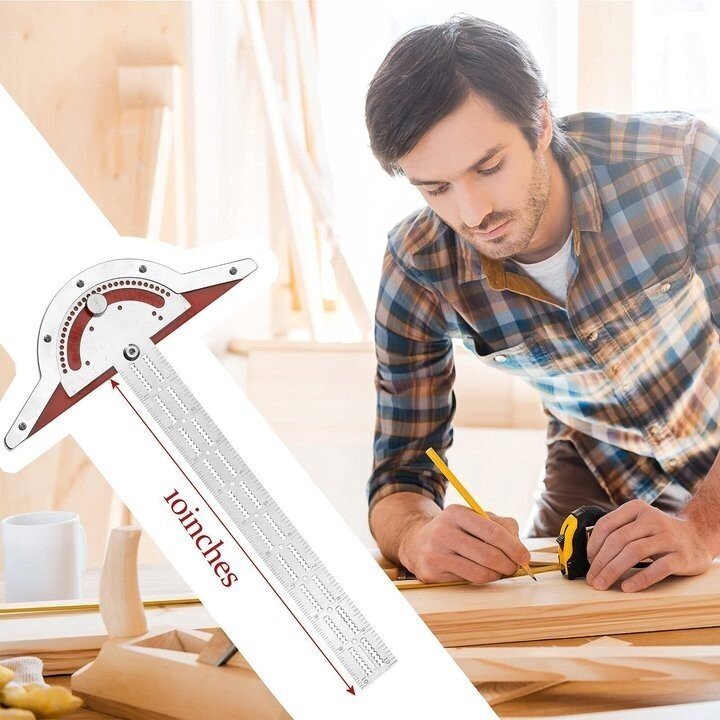 Hjemix | Ultra Precision Markeringslinjal Firkant T Type Trearbeids Skrapeverktøy Måleverktøy