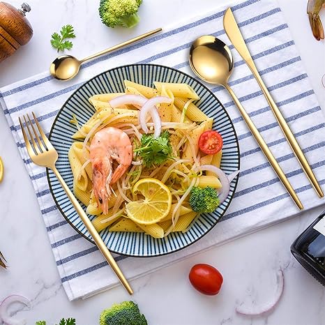 Hjemix | LUKSURIØST UHEALET STÅL 24-DELS GULL-SØLV BESTIKKSETT