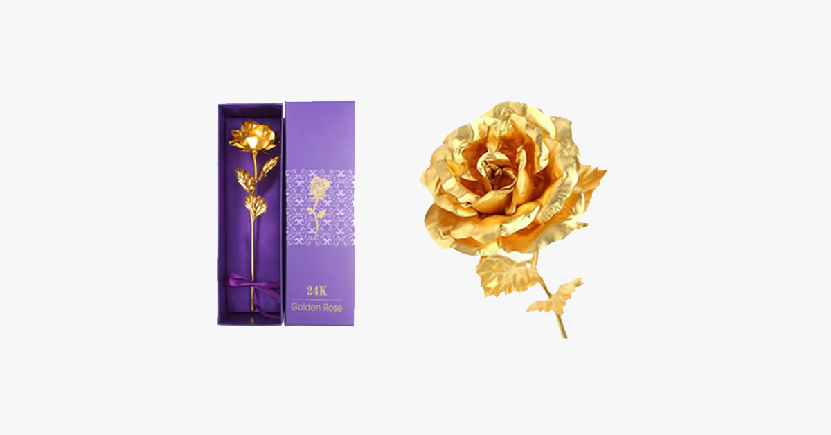 Hjemix | 24K gullbelagt ekte rose med gaveeske