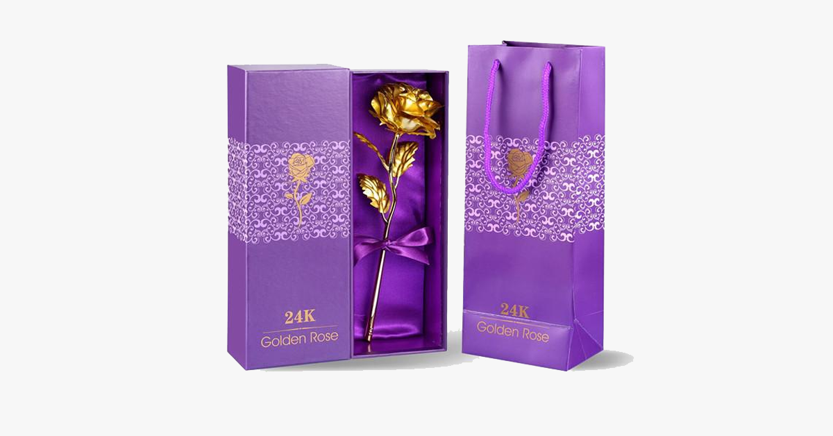 Hjemix | 24K gullbelagt ekte rose med gaveeske