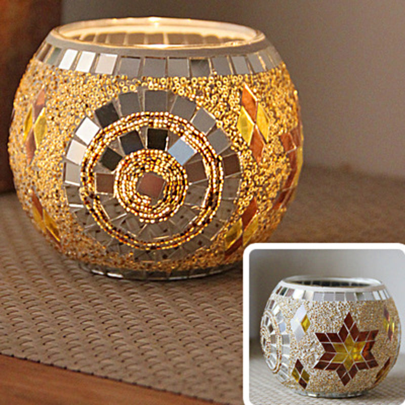 Hjemix | Europeisk Retro Glass Mosaic Tealight Holder