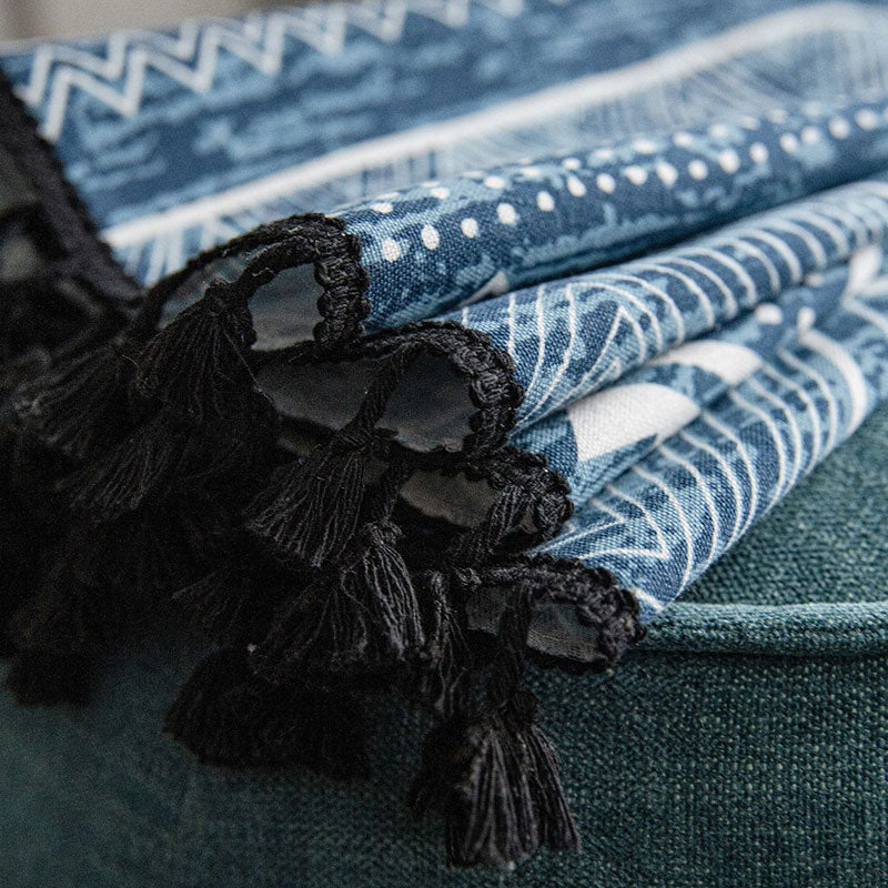 Hjemix | Blå geometrisk mønster lysfiltrerende gardin