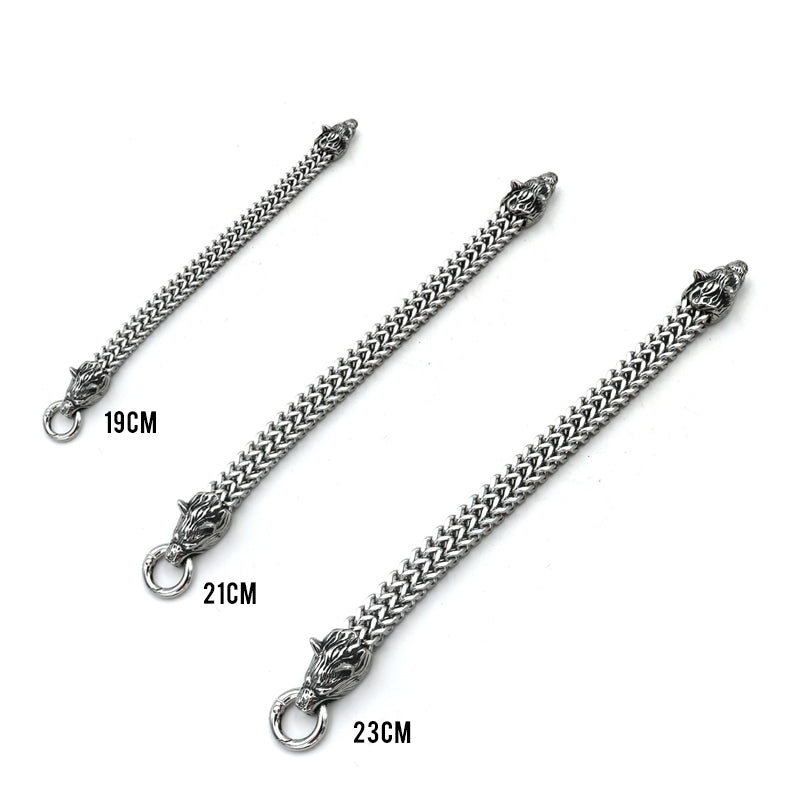 Hjemix | Viking Rustfritt Stål Dobbel Ulvehode Fenris Armbånd