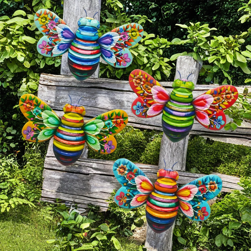 Hjemix | Iron Bee Art Sculpture Hengende Veggdekorasjoner for Hage