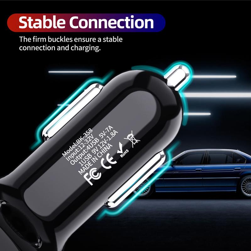 Hjemix | 4 porter USB bil lader hurtig lading