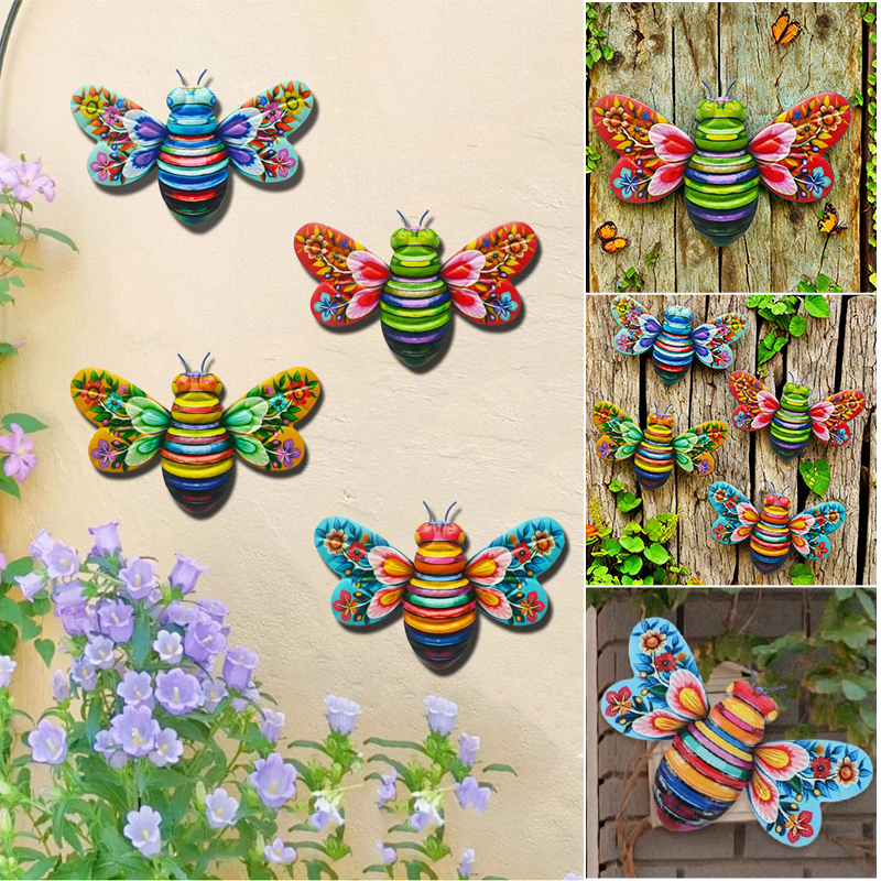 Hjemix | Iron Bee Art Skulptur Hengende Veggdekorasjoner for Hage