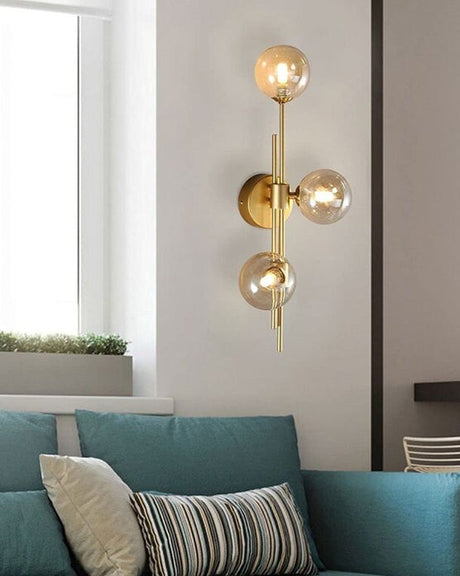 Hjemix | 3 Hode Glass Ball Vegglampe - Amber