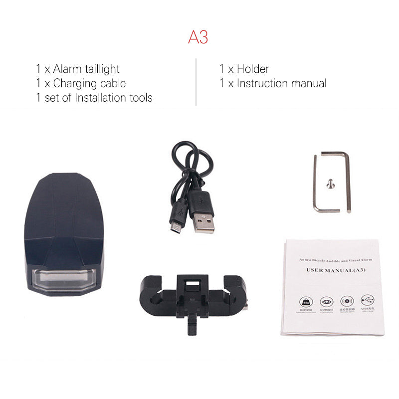 Hjemix | Sykkel Baklykt Fjernkontroll Alarm Lås