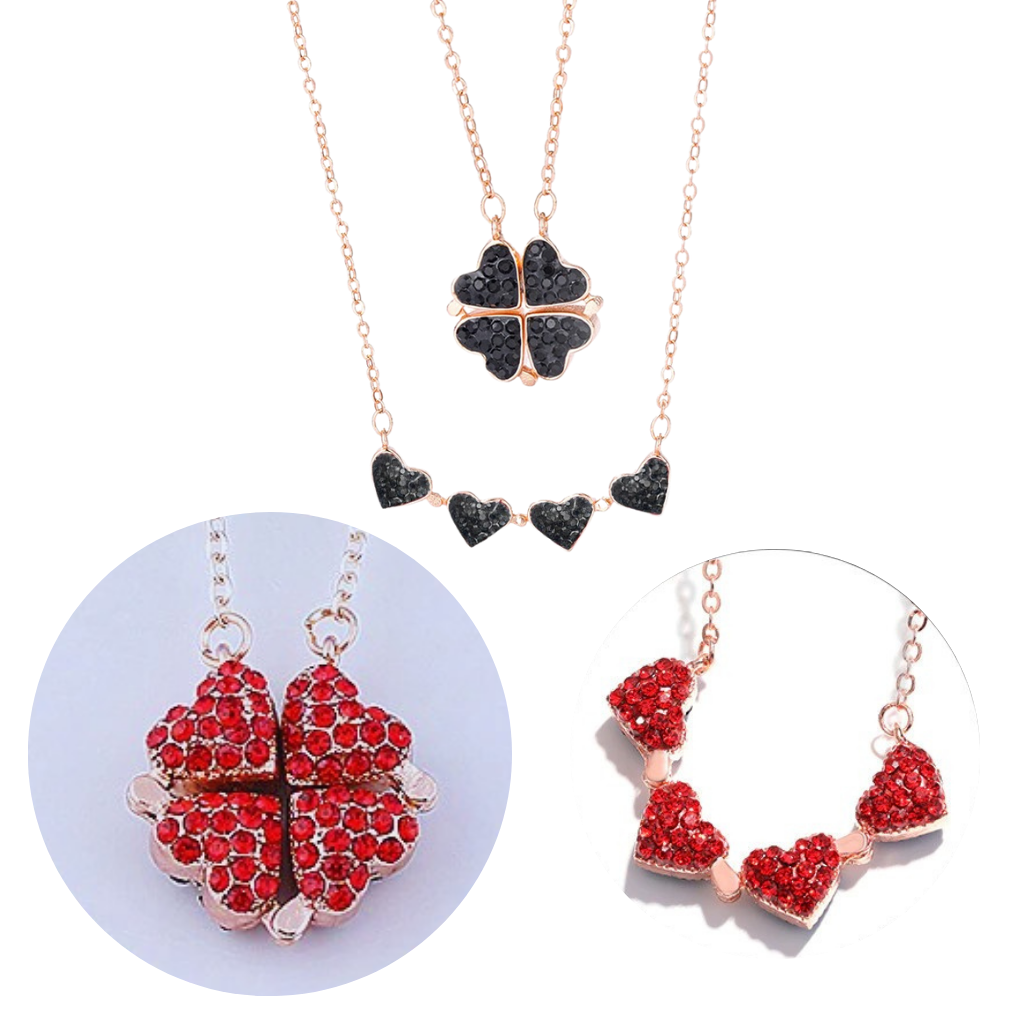 Justerbart halskjede med 4 kløverhjerter