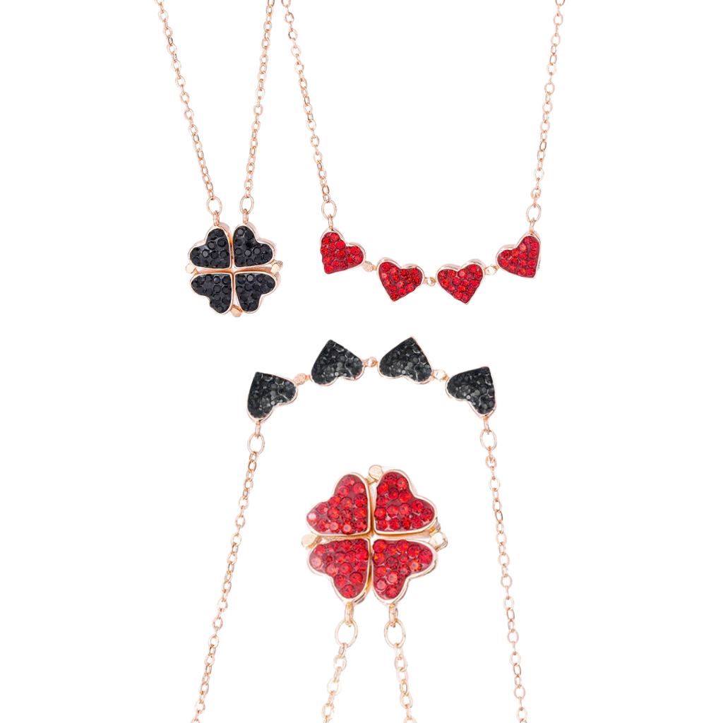 Justerbart halskjede med 4 kløverhjerter