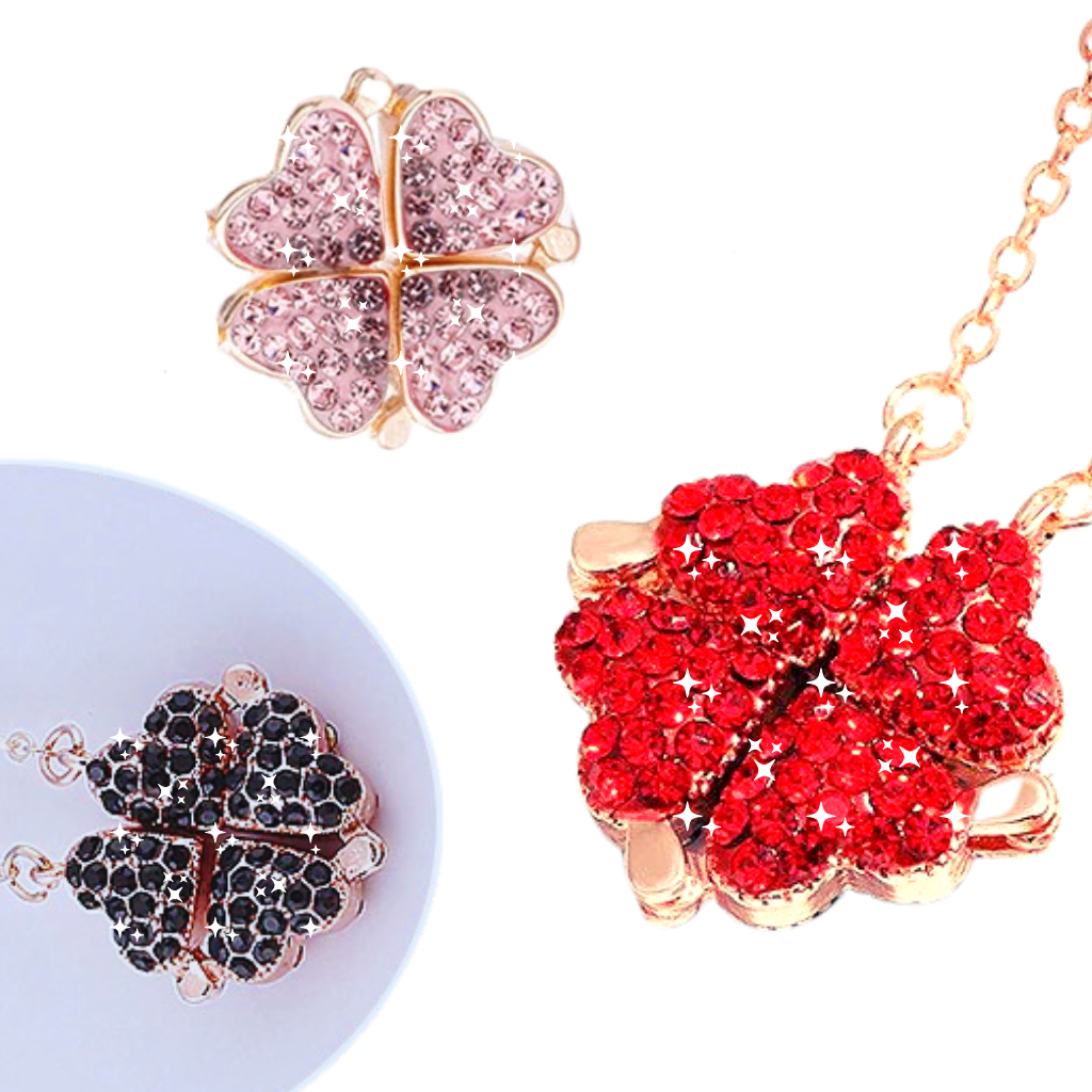 Justerbart halskjede med 4 kløverhjerter