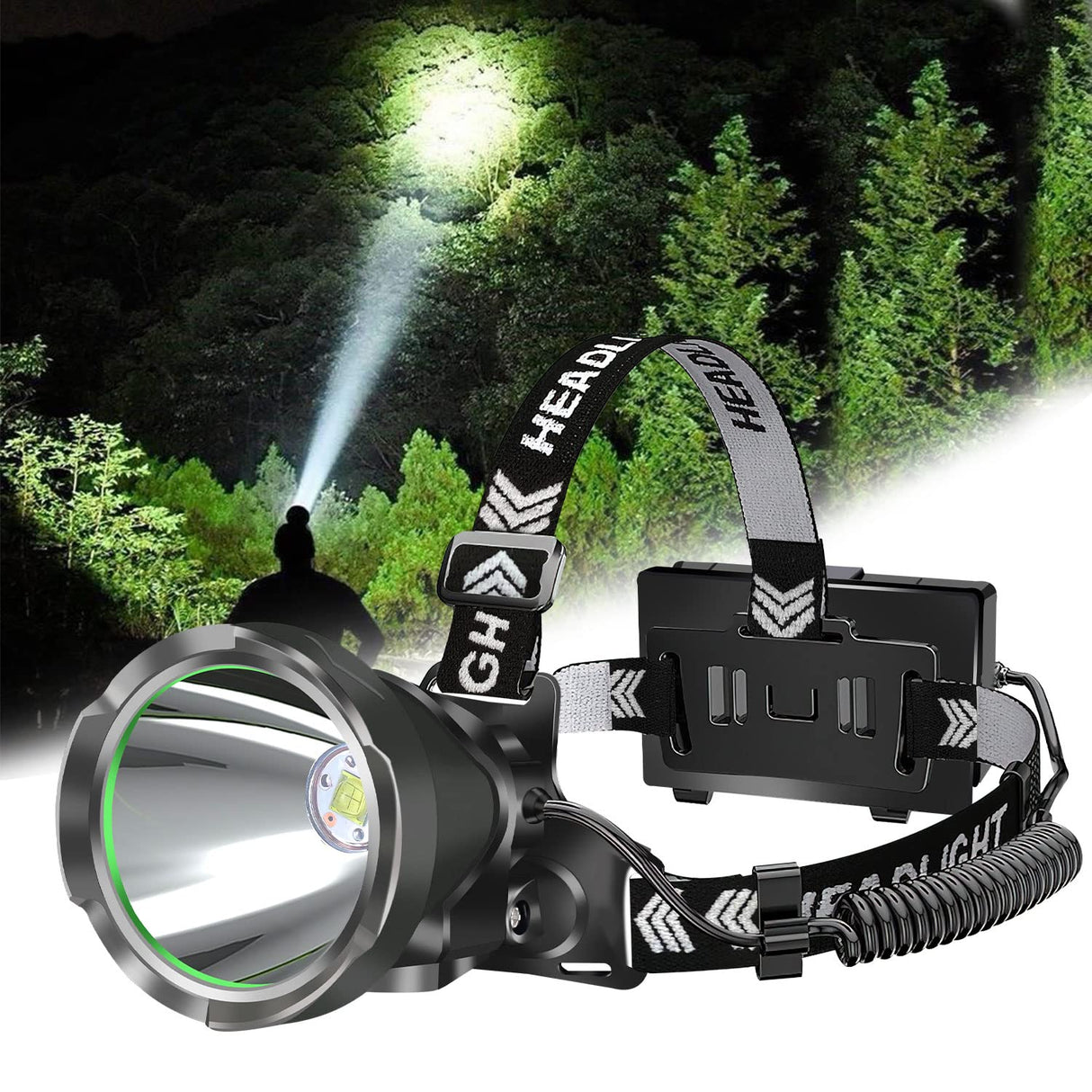 Hjemix | Aikertec Oppladbar LED Hodelykt 100,000 Lumen – Super Lys og Vanntett