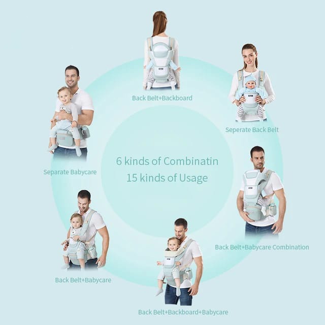 Hjemix | All-Position Baby Carrier - Hip Seat Spedbarn Småbarn Rygsekk med Kenguru Innpakning Bærer