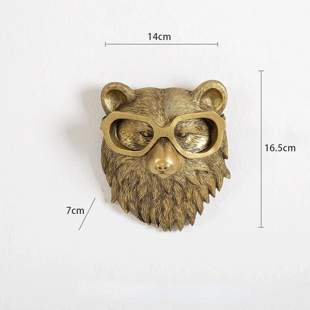 Hjemix | Antikk bronseharpiks dyremotiv gyllen hjortehode vegghook bakgrunnsveggtilbehør dekorative figurer