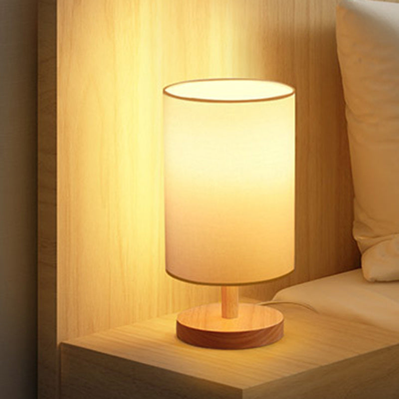 Hjemix | Tradisjonell japansk sylinder trestoff 1-lamps bordlampe for stuen