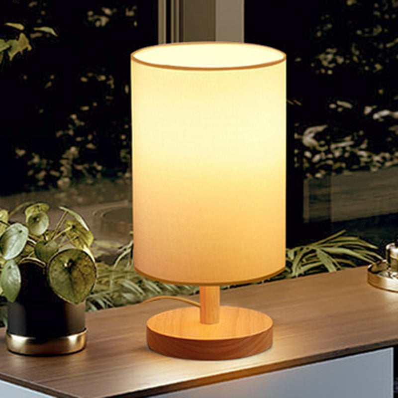 Hjemix | Tradisjonell japansk sylinder trestoff 1-lamps bordlampe for stuen