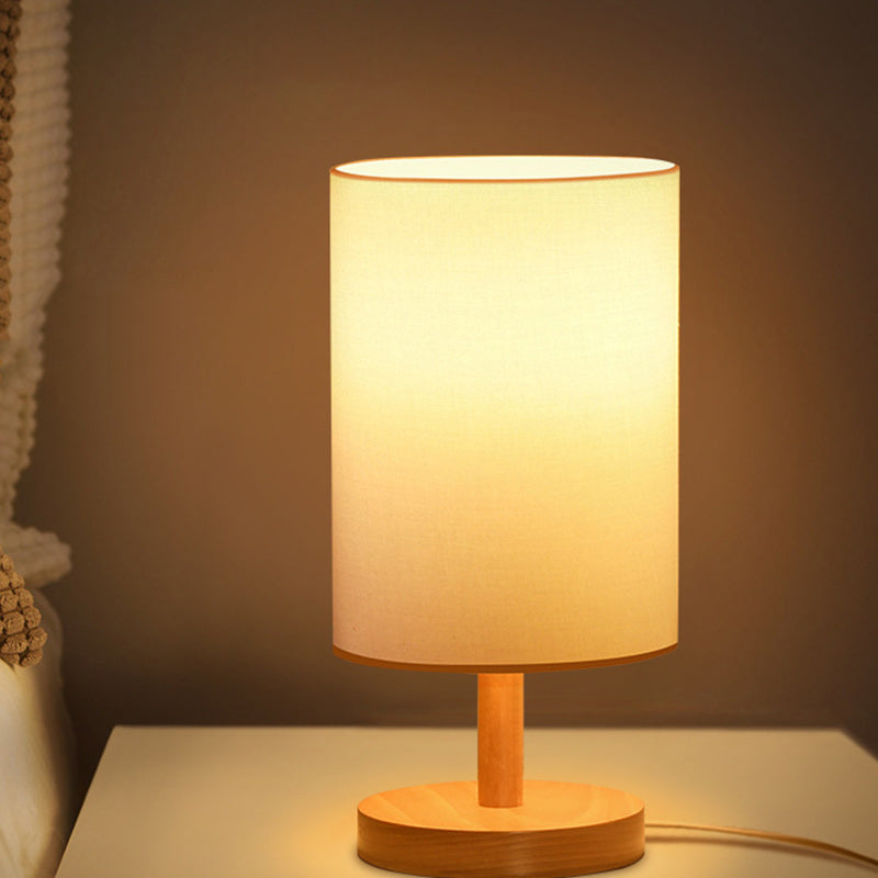 Hjemix | Tradisjonell japansk sylinder trestoff 1-lamps bordlampe for stuen