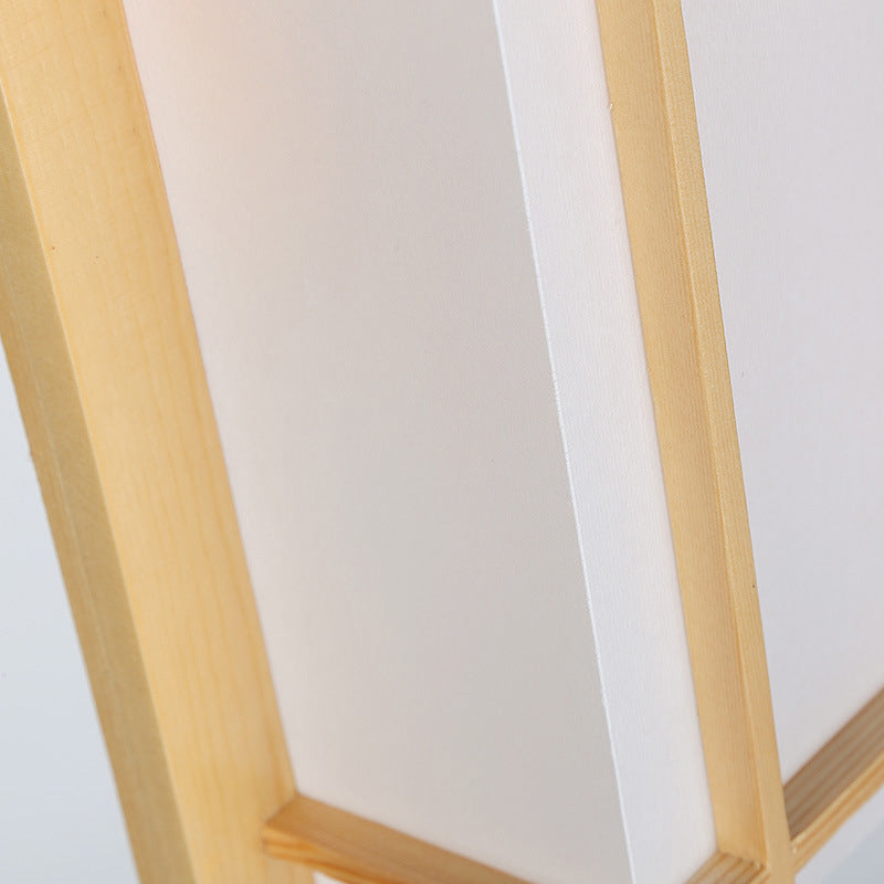 Hjemix | Tradisjonell japansk rektangulær massiv tre ramme faux pergamentskjerm 2-lampe vegglampe for soverom