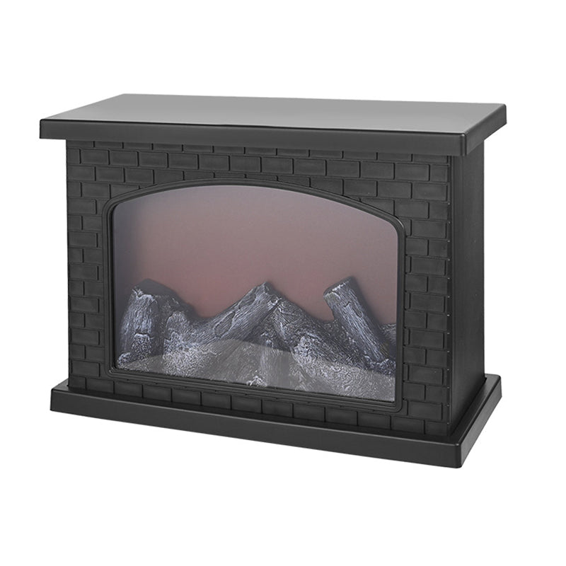 Hjemix | Contemporary Retro ABS Simulert Flamme Peis Rundt Batteri Rektangulær LED Bordlampe For Stue