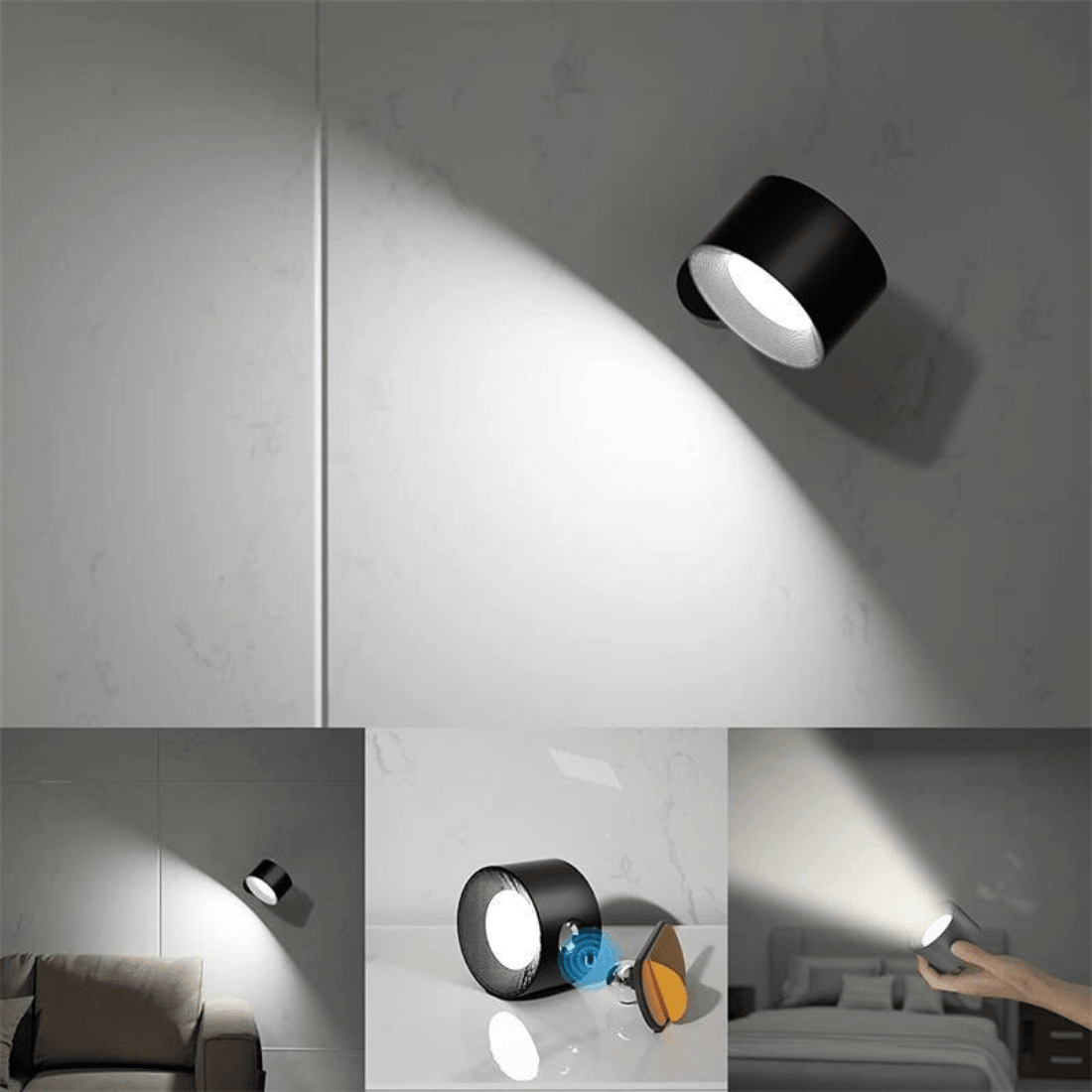 Hjemix | 360° trådløs oppladbar vegglampe | Allsidig LED-belysningsløsning